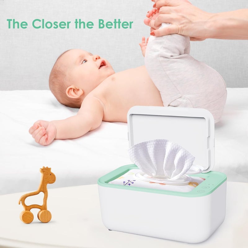 Kisdream Store Wipe Warmer Diaper Warmer Baby Wipe Warmer Dispenser: Wet Wipes Warmer Large Capacity - Wet Wipes Heater with Even Overall Heating Wipes Warmer for Newborn Wet Napkin Warmer for Wipes & Towel (Green) - Image 2